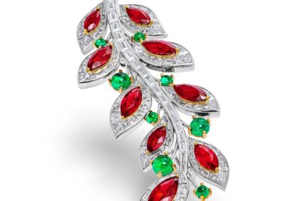Luxury marquise gemstone jewellery brooch, high-end commercial photography by WPHOTO Hong Kong.