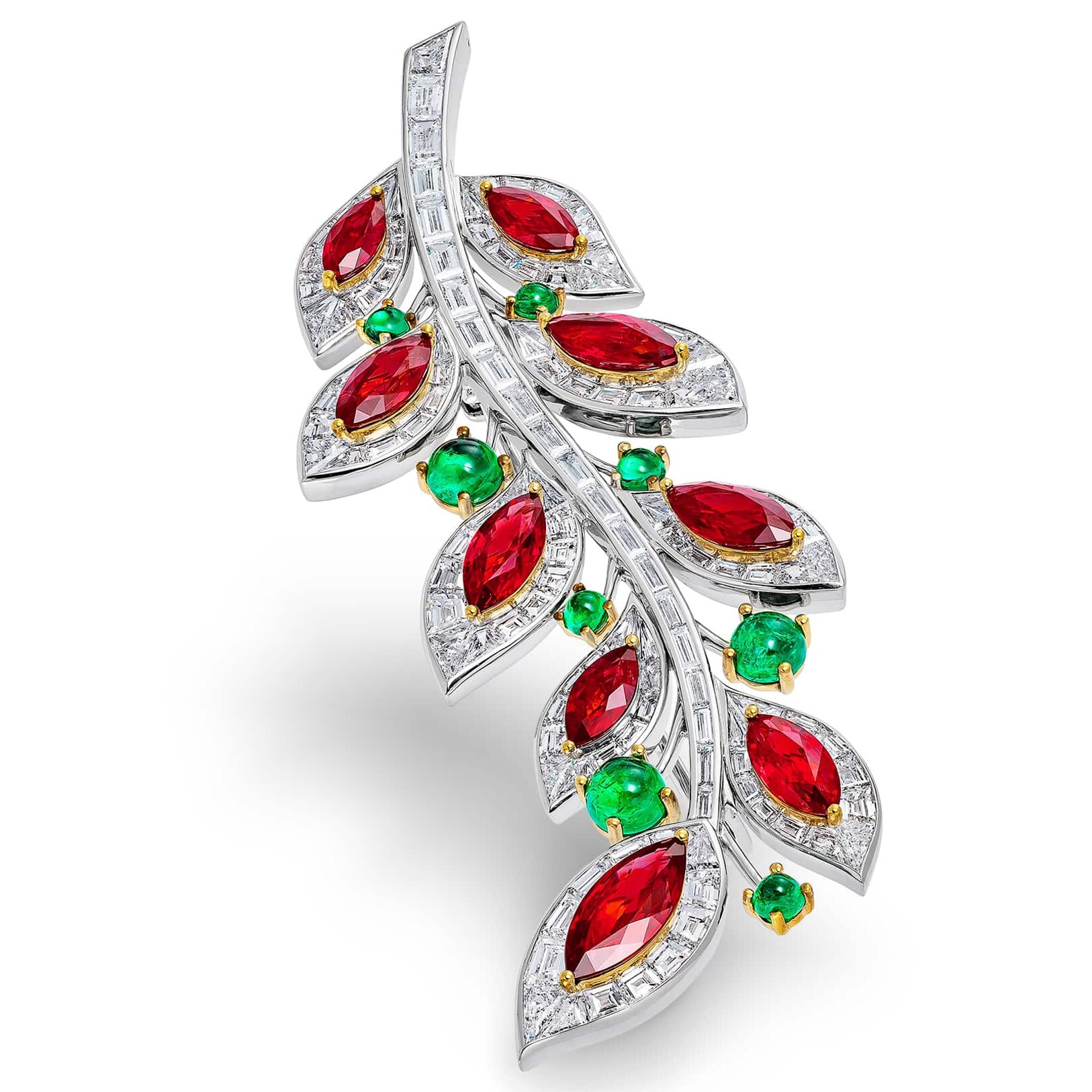 Luxury marquise gemstone jewellery brooch, high-end commercial photography by WPHOTO Hong Kong.